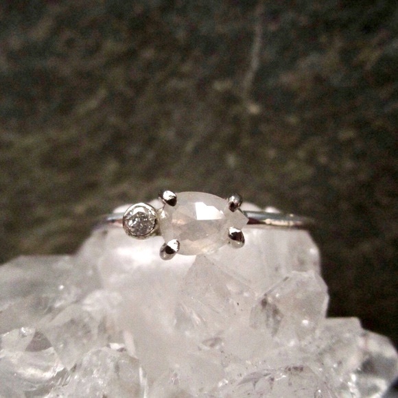 White Rosecut Diamond Ring (OOAK) - Picture 2 of 5